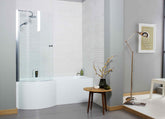 Kartell UK Kore Matt Dark Grey Bathroom Suite with Vanity Unit - Oblique P-shaped Shower Bath